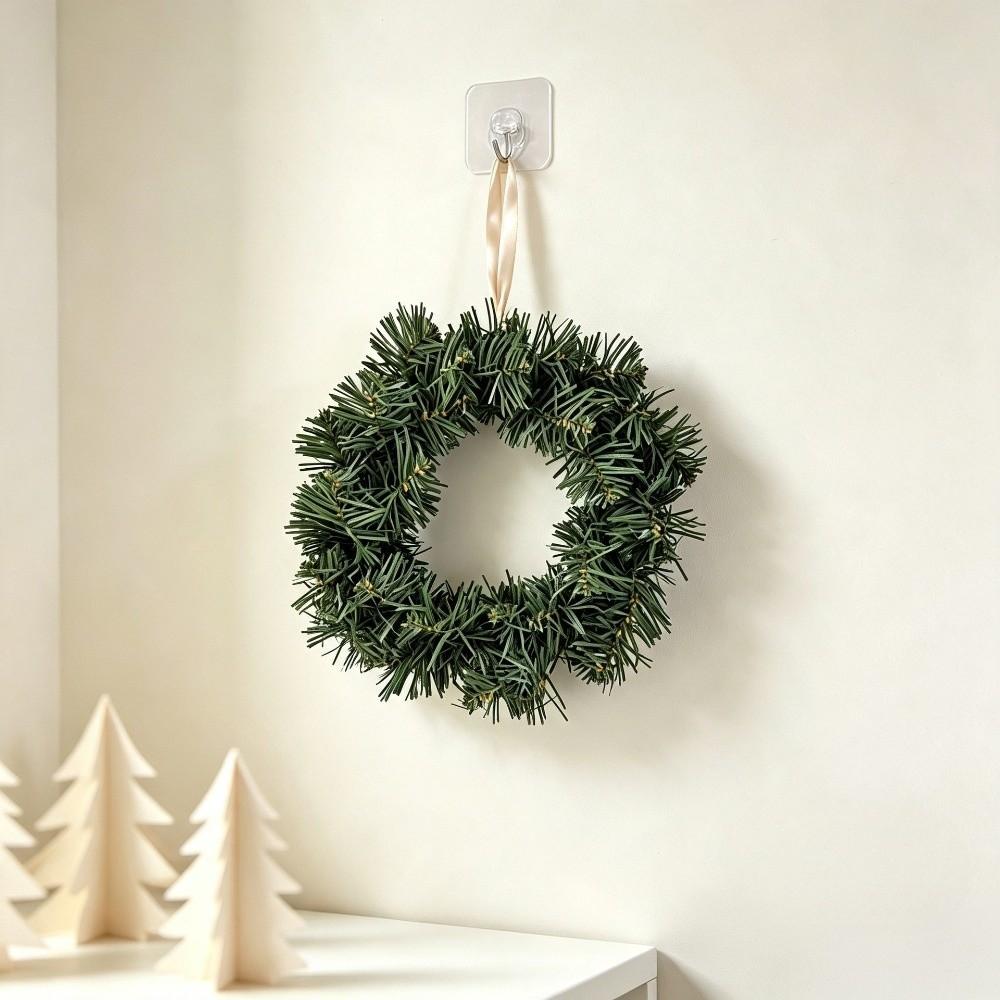 Green Artificial Green Pine Wreath Rustic Christmas Door Wreath Outdoor Front Door