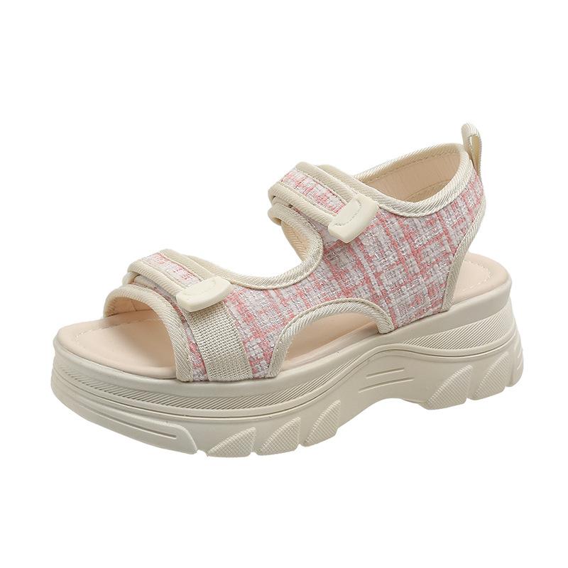 New heightening fish mouth sandals wear muffin platform sports and leisure sandals summer Velcro beach shoes