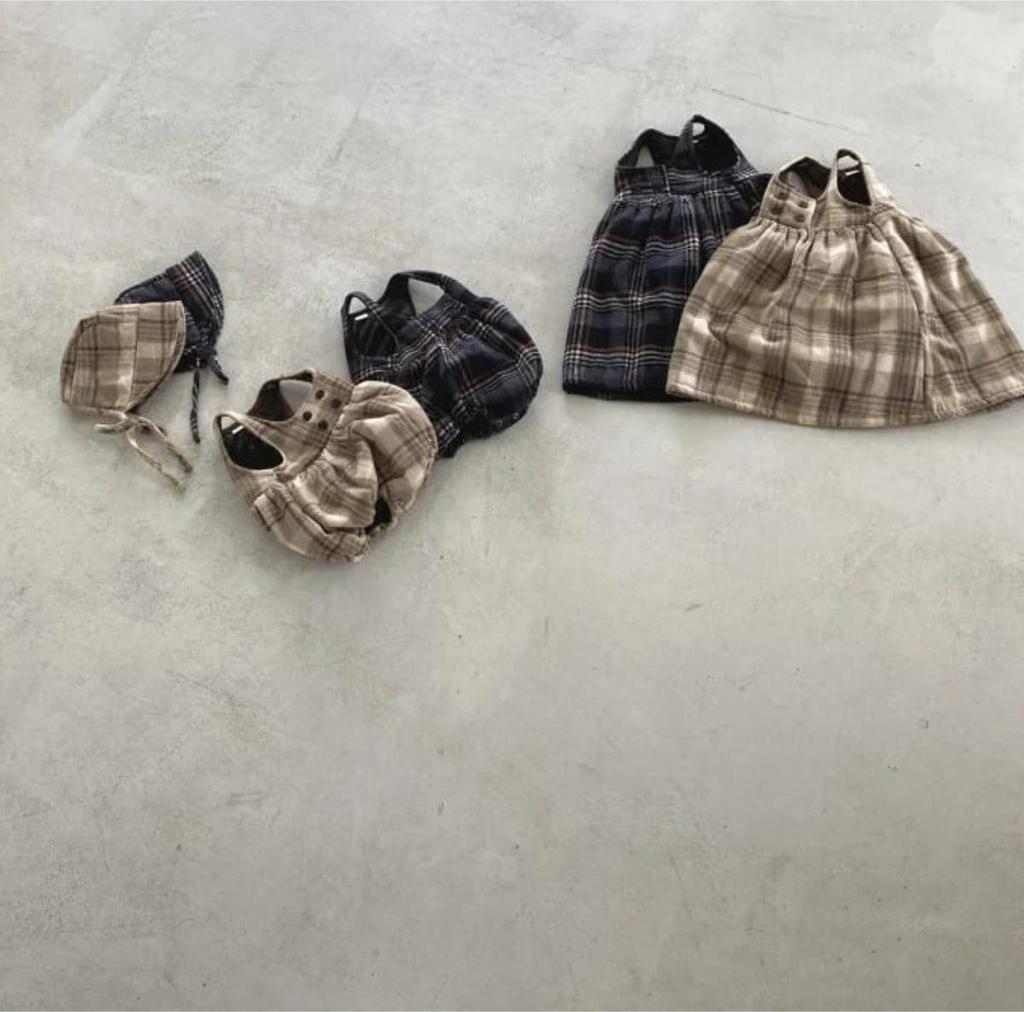 Girls' Plaid Wool Lined Vest Dress - Autumn/Winter Academy Style Strap Dress