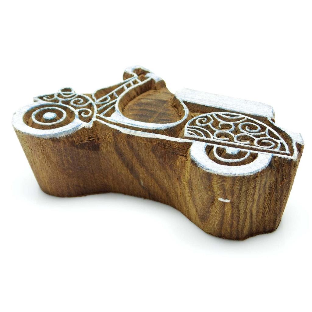 Scooter Wooden Decorative Hand Carved Printing Blocks Indian Stamps