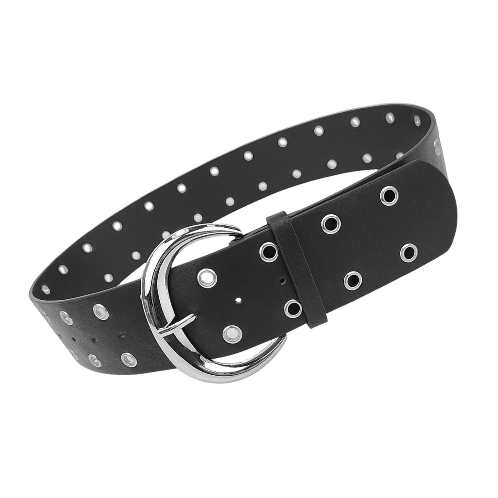 

Пояс с люверсами Millennial, панк-цепочка для ковбоя, ковбойки, пряжка, уникальная пряжка, пояс с люверсами Millennial чёрный