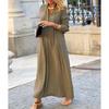 IHUASU Fashion Autumn Winter Solid Color Print Long Sleeve V-Neck Casual Dresses International design