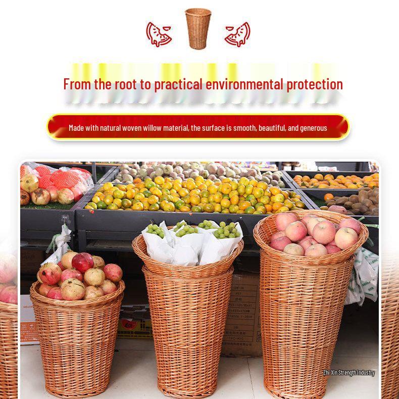 Wicker Basket Display for Fruits & Vegetables - Perfect for Supermarkets