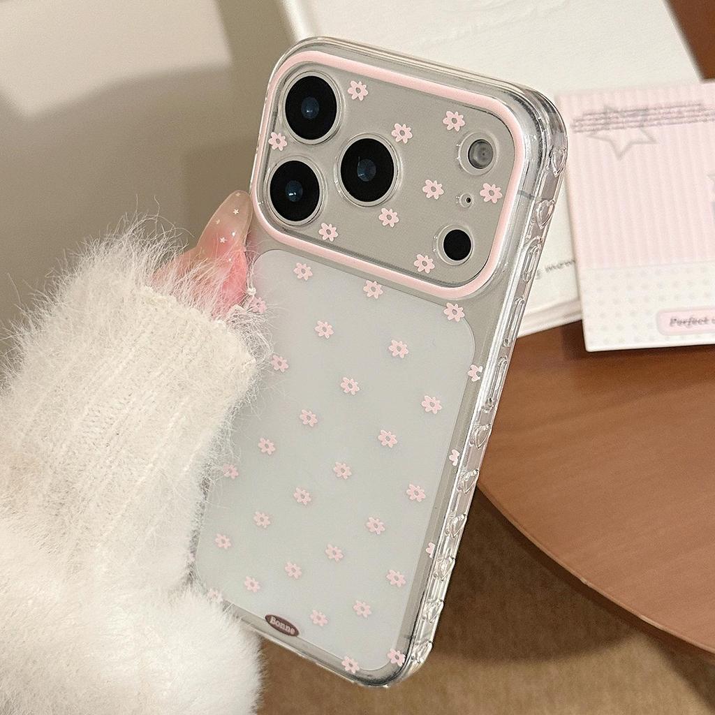 IPhone 15, iPhone 16 ve iPhone 17 Pro Max için Pembe Çiçekli Telefon Kılıfı