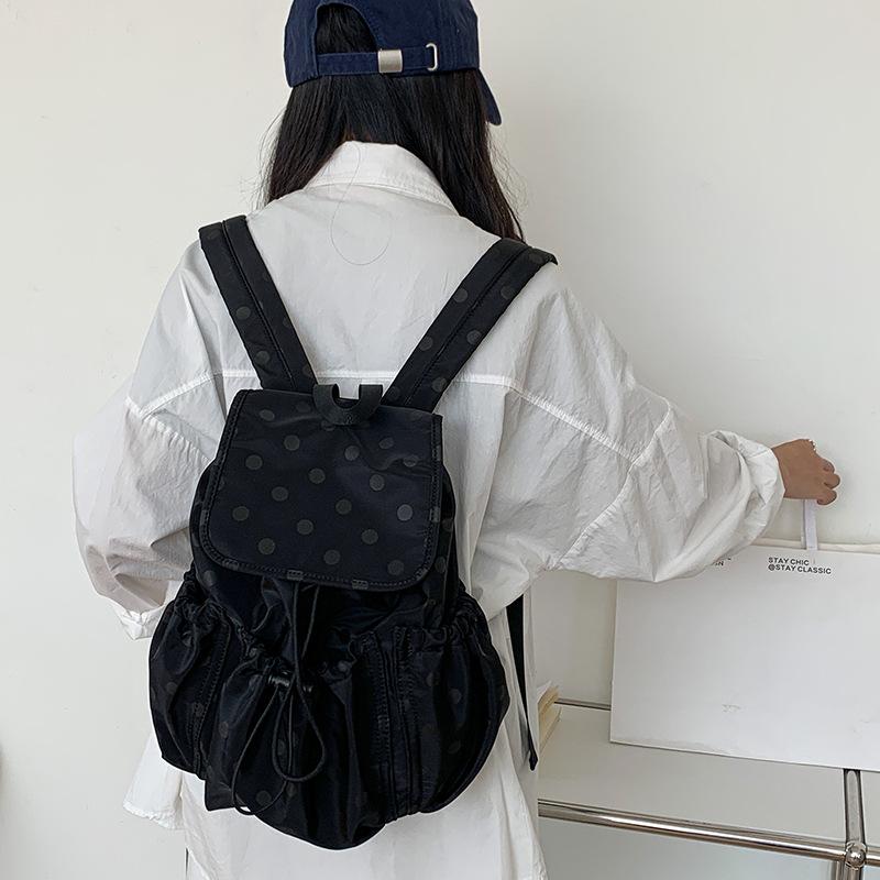 Drawstring Pockets Mochila Dot Print Bag Large Capaci Mochilas Mujer Portable Lightweighte Bolsos Backpack Bolsas Feminina