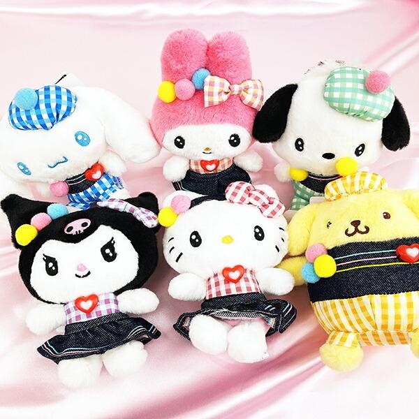 Sanrio Cinnamoroll Gingham Denim Mascot Plush Toy Cinnamon