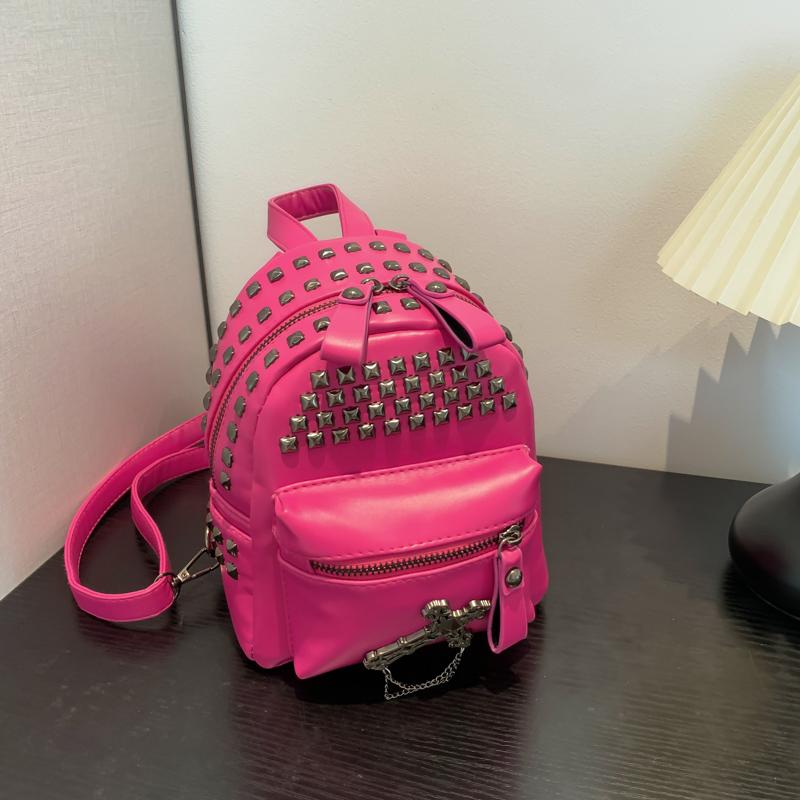 Solider Niet PU Rucksack für Damen hohe Qualität Punk Persönlichkeit Super Cool Schulter- und Umhängetaschen
