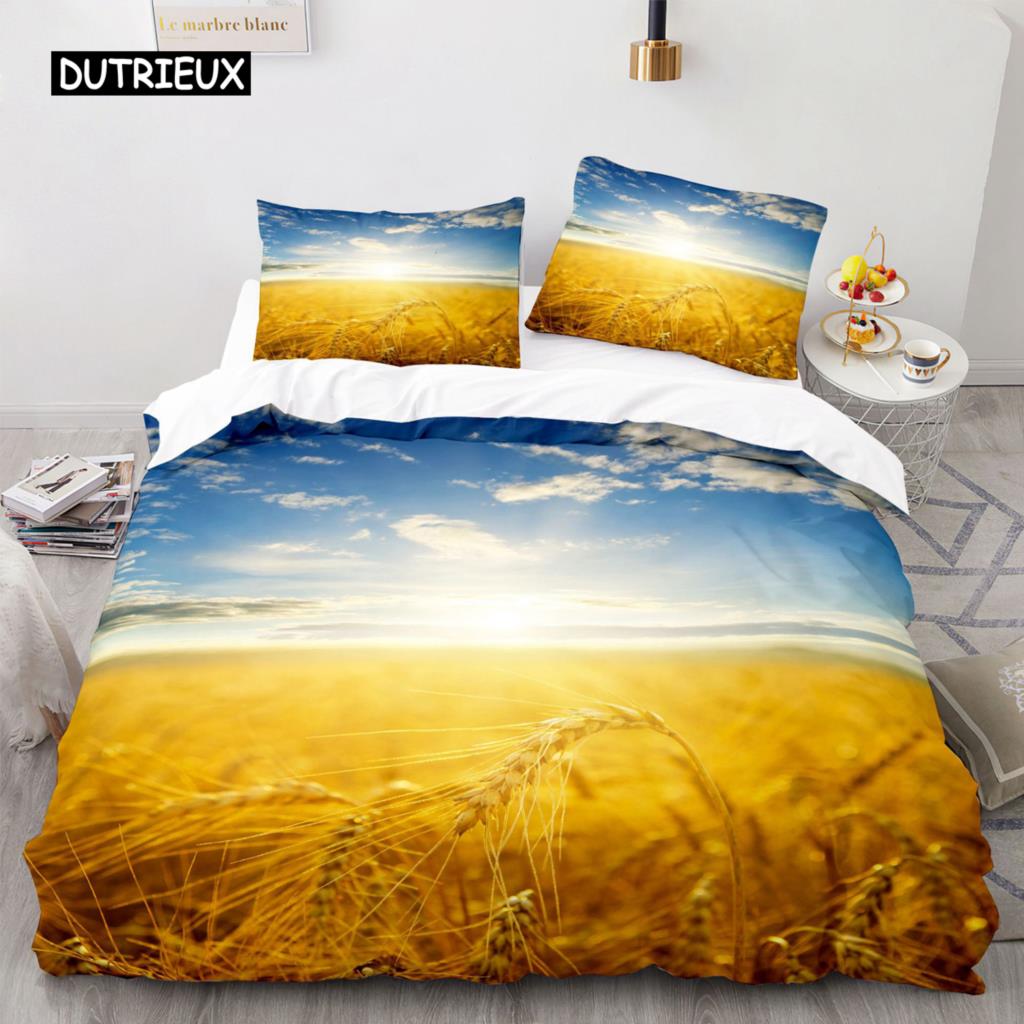 

Комплект постельного белья Golden Wheat Field из микрофибры с изображением урожая пшеницы для взрослых, двуспальных, двуспальных, в скандинавском стиле EU single(135x200cm)