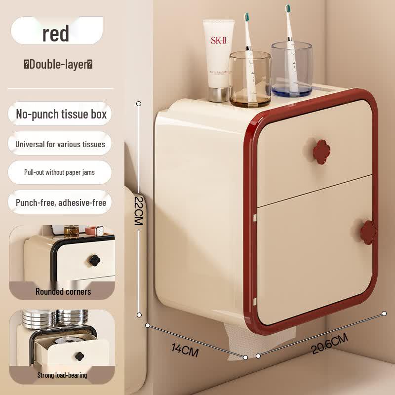 Waterproof Punch-Free Wall-Mounted Toilet Paper Holder with Shelf