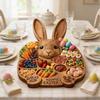 2026 Easter Bunny Wooden Charcuterie Board, Rabbit Wooden Deli Board, Cute Rabbit-Shaped Serving Tray with Compartments, Easter Party Holiday Snacks &