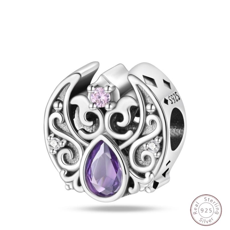 Copper Purple Classic Retro Heart Lotus Angel Shape Pattern Charms Beads Fit 3Mm Original Bracelet Diy Jewelry Gift