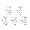 925 Sterling Silver Pentagram Heart Pendant Triangle Square Round Quadrangle Pendant Necklace