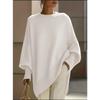 Women S Loose Solid Color Crew Neck Pullover Long Sleeve Knit Sweater