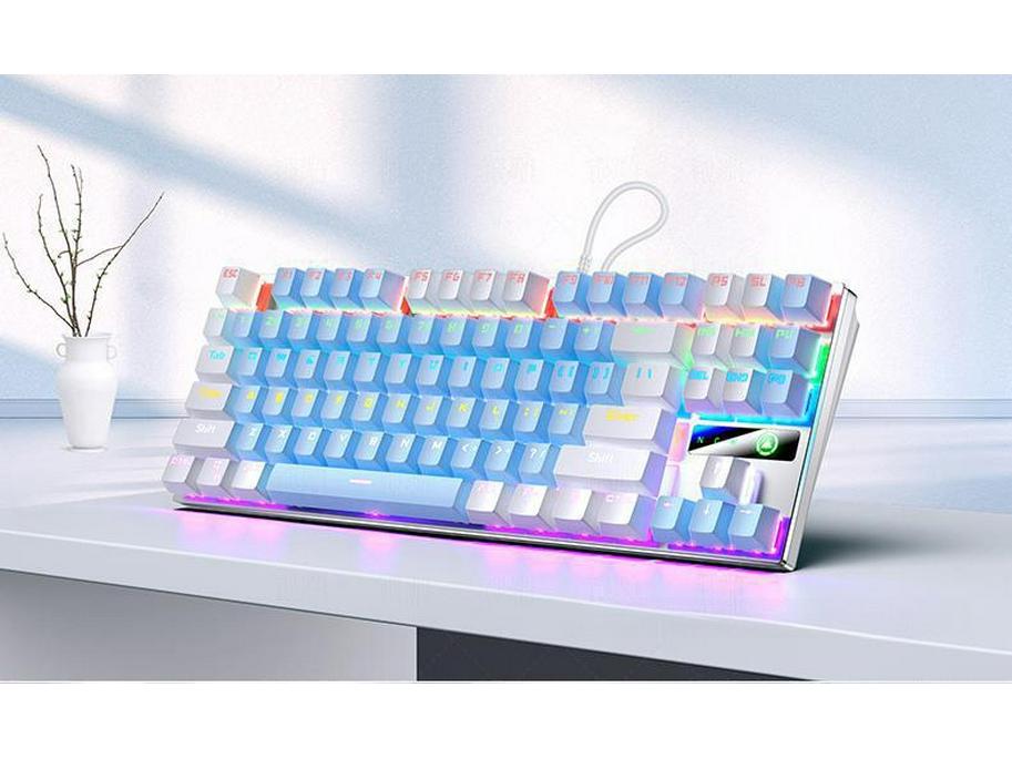 Silver Carving Mechanical Keyboard Set: 87/104 Keys, Blue/Black Clicky Switches, Mouse & Headset for Wired Esports Gaming