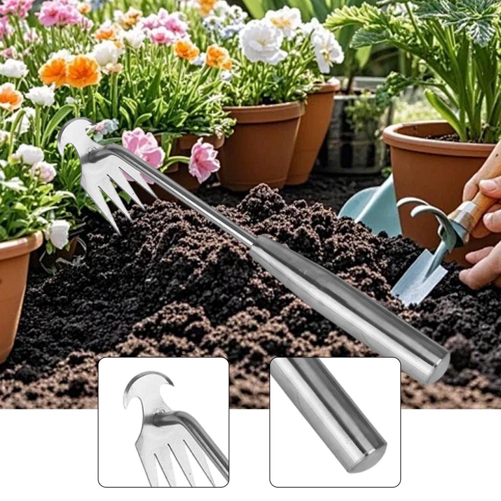 Weed Remover Portable Lightweight Weeding Tool for Yard Vegetables Uprooting 30 cm 4 Tines