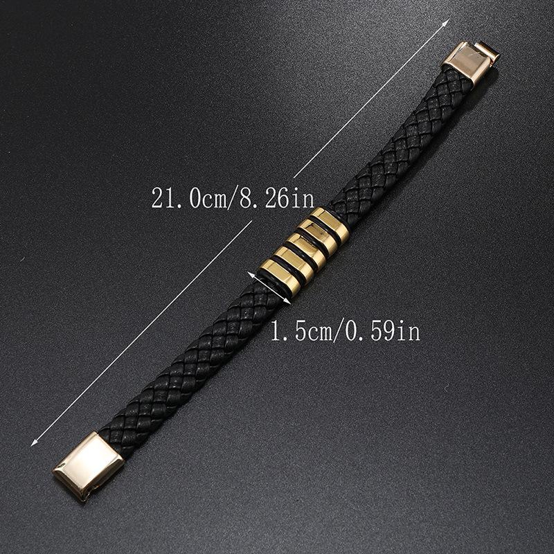 Men PU Leather Bracelet Magnet Buckle Bangle Birthday Gift