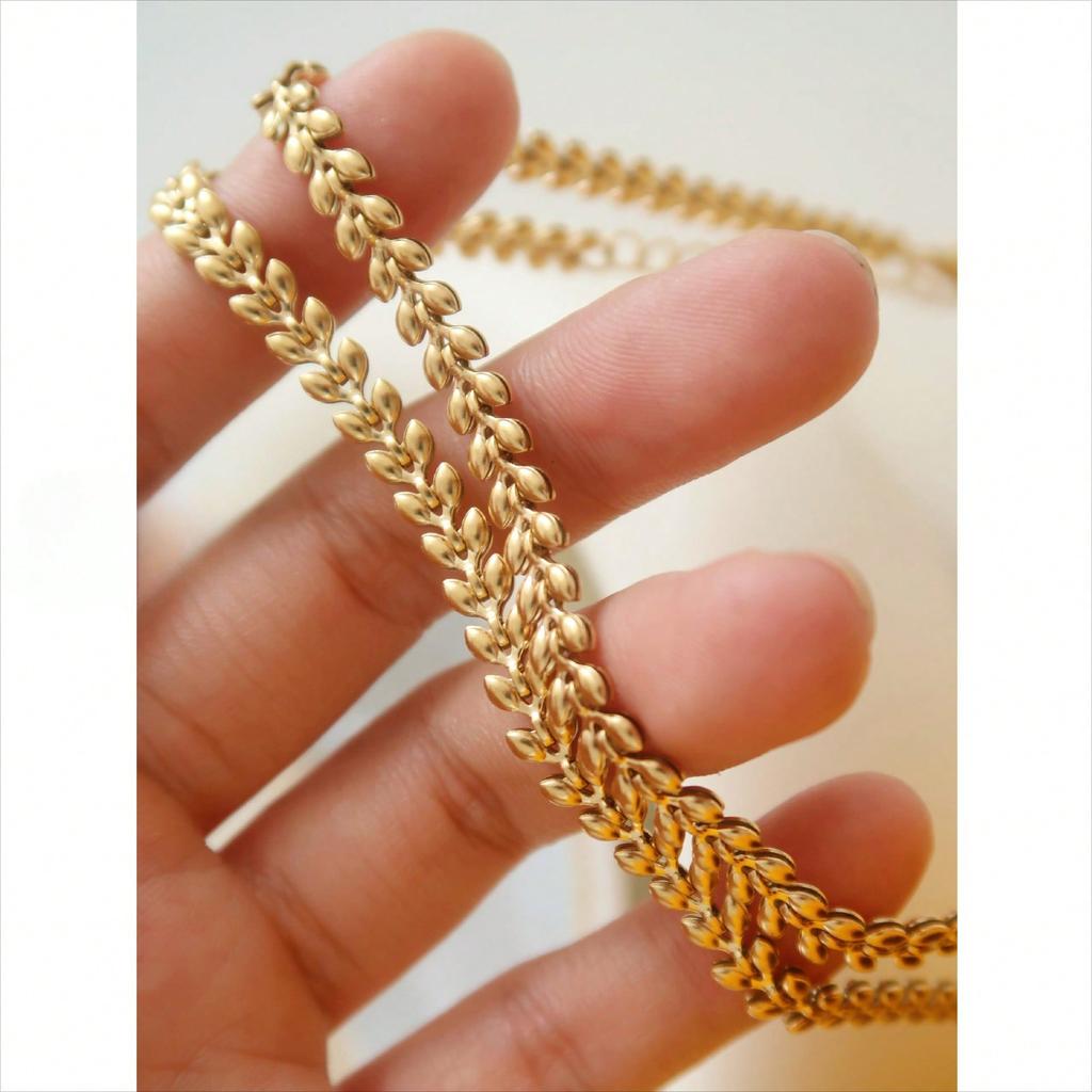 Handmade Chain Women Love Wheat Chain Necklace Simple Versatile Stainless Steel Necklace