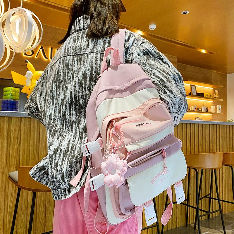 Pink Cherry Blossom Key Chain Fabric Sakura Pendant Cute Flower Key Ring Backpack Charms Car Decoration Bag Accessories