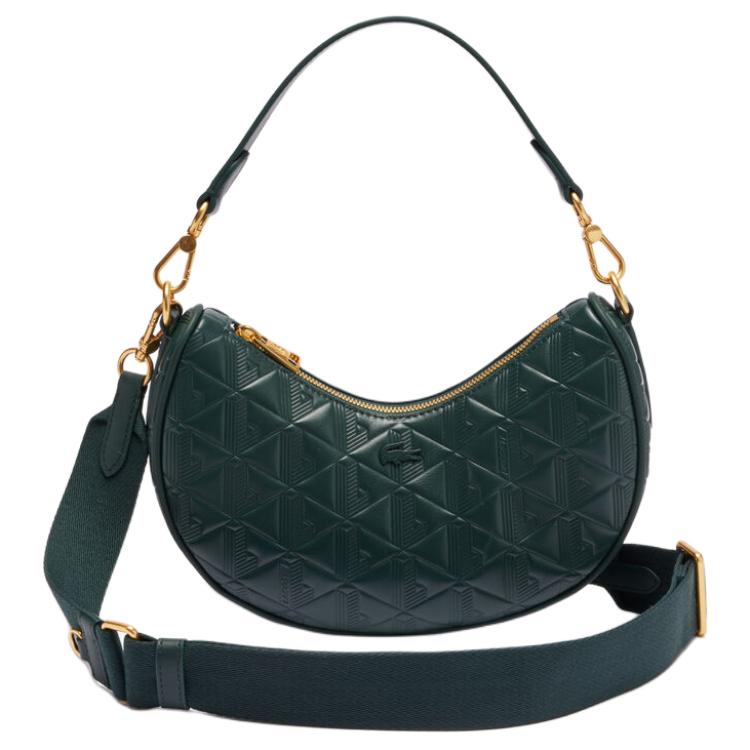 Lacoste Fashion Versatile Zipper Closure Leather Shoulder Crossbody Handbag Medium Women Handbags Green NF4710MH-B43