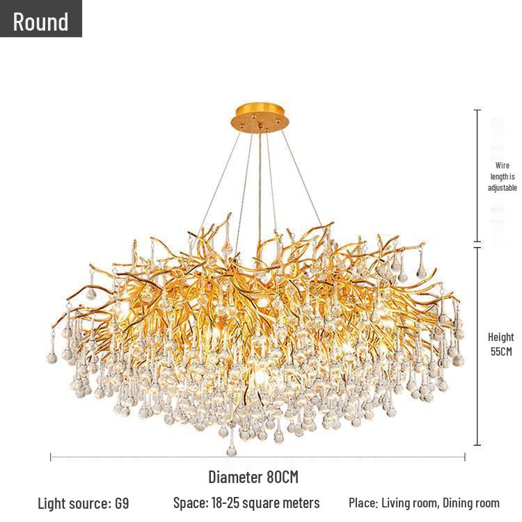 Elegant French Luxury Crystal Chandelier with Water Drop Design for Dining Rooms and Villas