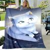 3D Cartoon Cute Gothic Cat Blanket,Flannel Blanket Throw Blanket,Warm Children's Blanket for Home Living Room Bedroom Beds Sofa