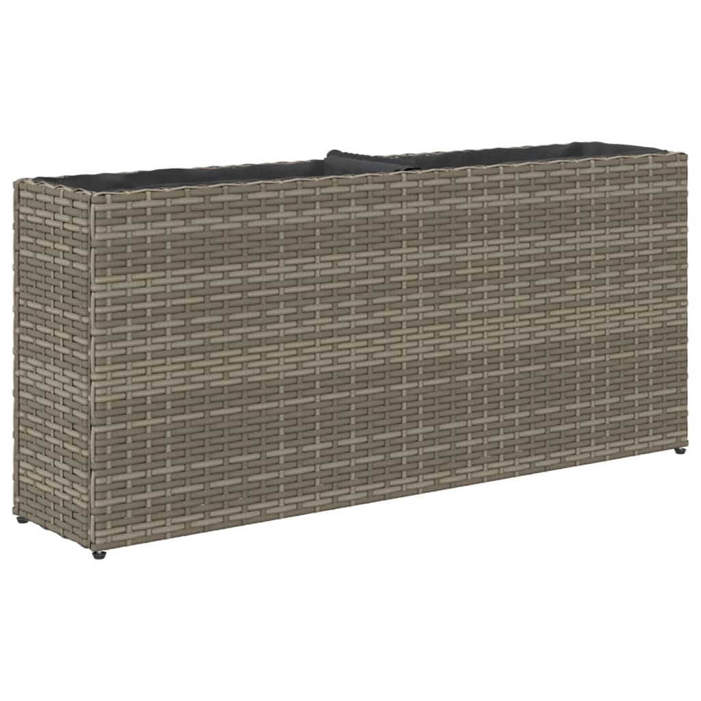 Vidaxl Garden Planter With 2 Inserts, Grey, 90X20X40 Cm, Pe Rattan