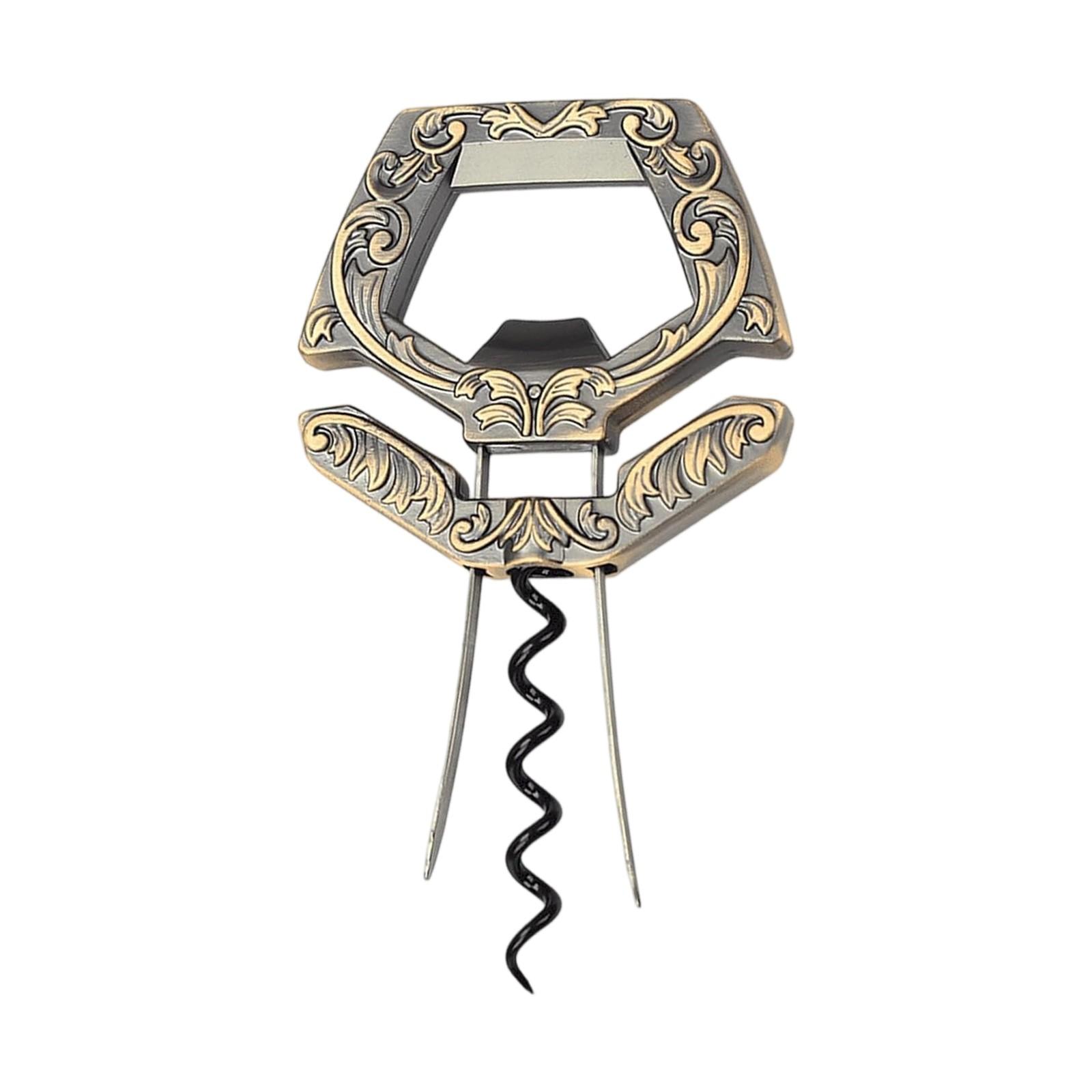 

Джентльменский роскошный винный штопор, Двузубцовый открыватель для вина и удалитель пробок, Коллекционный инструмент с тройной функцией One Size