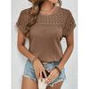Summer Hollow Breathable Versatile Solid Color Short Sleeved Women's T-shirts