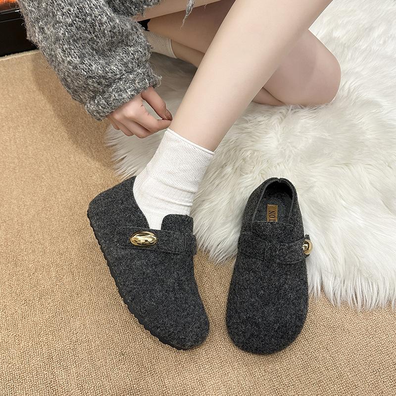 Korean Version of Velvet Boken Shoes Retro Wool Shoes Women's 2025 New Autumn and Winter Wool Thick Sole Heightening Velcro Cotton Shoes