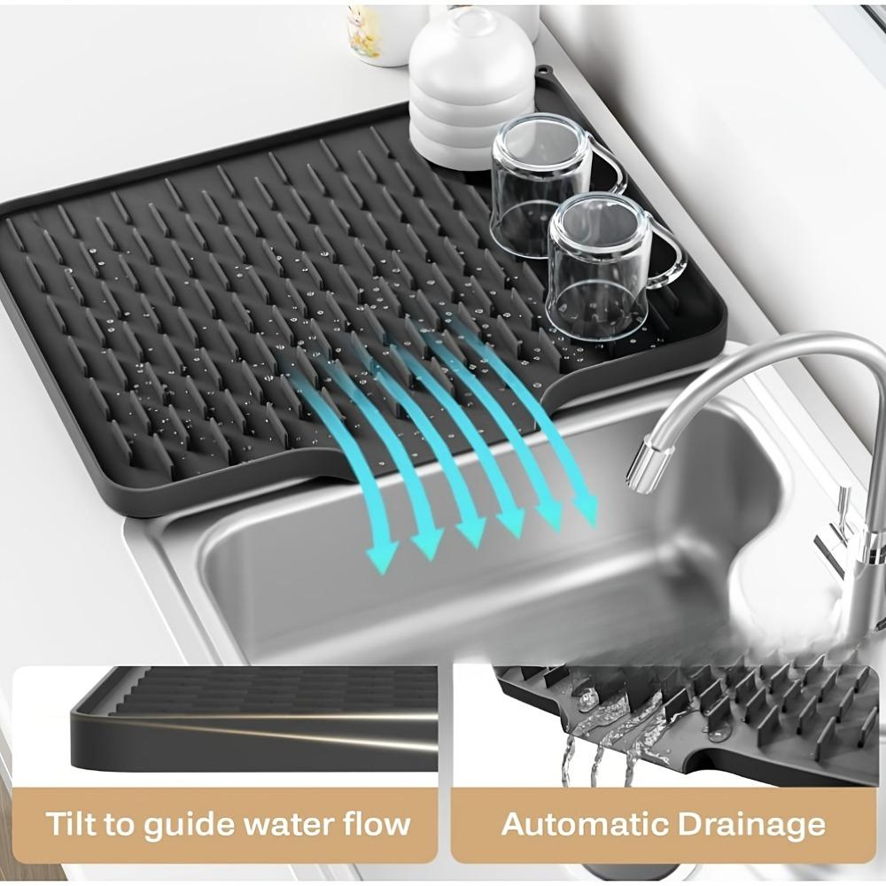Placemats for Table Non Slip Silicone Drying Mat Drainage Heat Resistant Easy Clean for Kitchen Countertop Sink Coasters