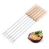 6pcs Stainless Steel Fondue Forks Cheese Fondue Sticks Smore Sticks with Wooden Handle Heat Resistant for Chocolate