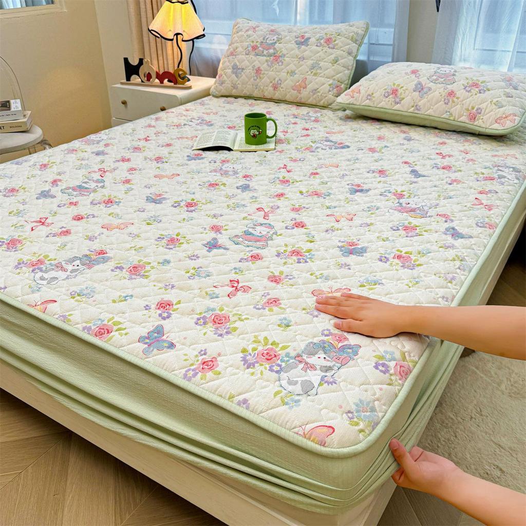 Retro Crinkle Cotton Quilted Fitted Sheet Set - 3 Piece 2025 Edition