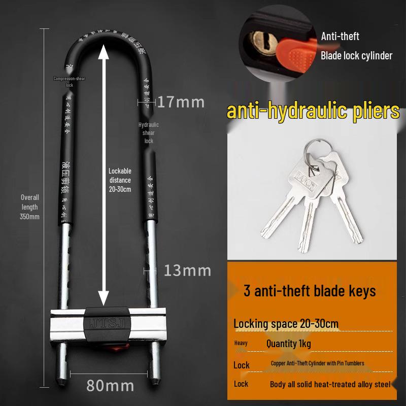 U-Lock Glass Door Lock for Sliding Double Doors - Long, U-Shaped Design for Outdoor Use