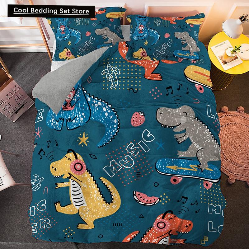 Cartoon Dinosaur Bedding Set Twin Queen King Animal Duvet Quilt Cover Pillowcase Jurassic World 2/3pcs Polyester Comforter Cover