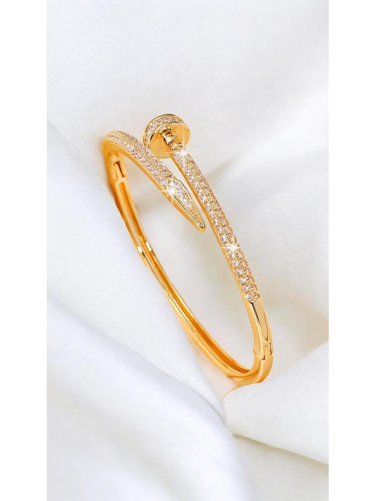High-End Starry Sky Diamond-Studded Snake-Shaped Open Bracelet