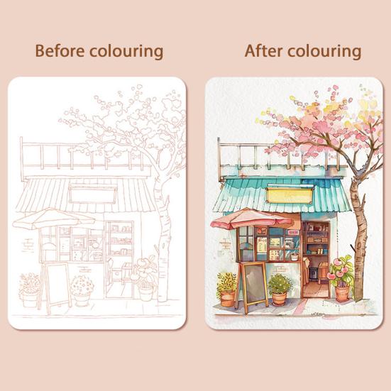 Portable Gouache Painting Book Tri-Fold Design Watercolor Pad Set with 12 Color Grids Ergonomic Brush Stress Relief Art Kit