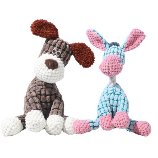 2Pcs Dogs Plush Toys Indestructible Dog Toys Interactive Squeaky Stuffed Animals for Aggressive Chewers Small Medium Large Breeds Puppy Teething Toy
