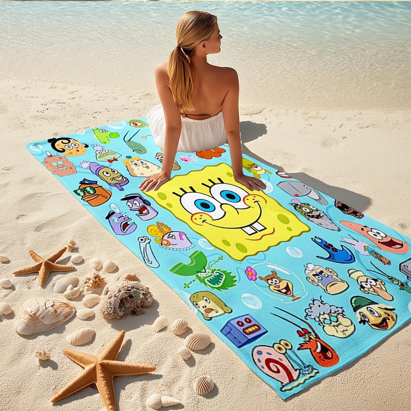 1Pc Spongebob Squarepants Characters Beach Towel Quick Dry Multiuse For Beach Pool Gym Yoga Home Travel Christmas Halloween Xmas Gift L131