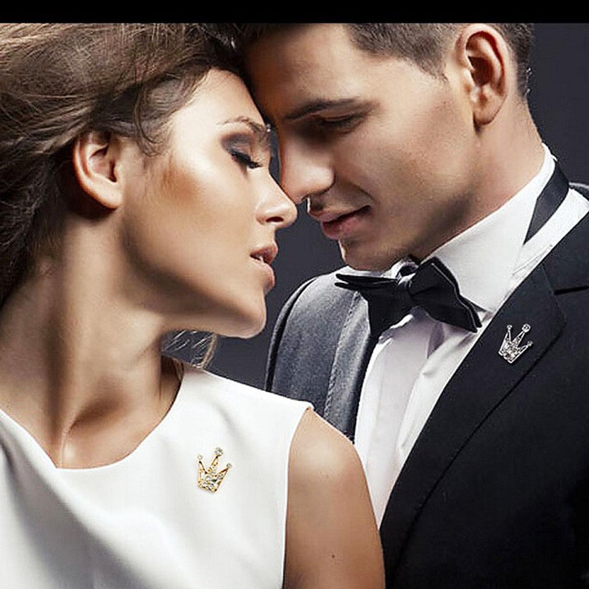 

Crown Brooch Lapel Pin: Exquisite Fashion Accessory for Couples золотой