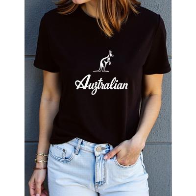 Kangaroo Print T-Shirt - Soft, Breathable, Comfortable WOMEN'S Short Sleeve Casual Summer Sportswear