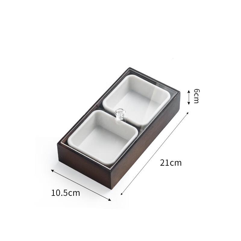 New Chinese Style Ceramic Snack & Fruit Platter Two-Grid with Dust Cover and 2 Dishes
