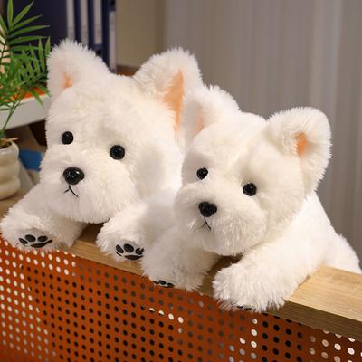 30-65cm Rozkošný nadýchaný bílý West Highland White Terrier plyšák Měkká štěněcí plyšová hračka Vyplněný realistický pes Zvířecí uklidňující panenka Dárek