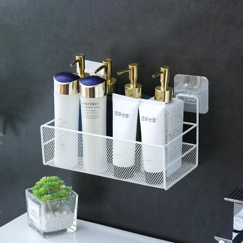 Bathroom Self-adhesive Rack, Wall Hanging, No Punching, Toilet Hanger, Washing Table, Dormitory Wrought Iron Mesh Storage Hanging Basket