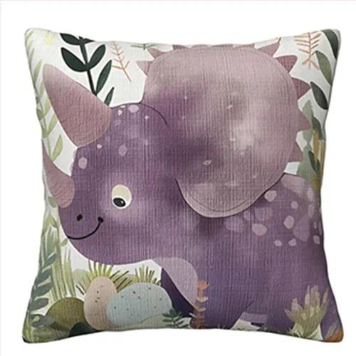 Cute Cartoon Dinosaur Pillowcase 2D Flat Printed Peach Skin Cushion Cover Kawaii Dino Throw Pillow Case for Room Nursery Decor