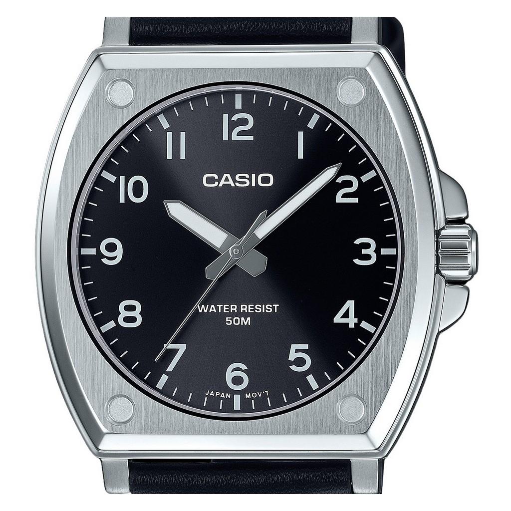 Casio Reloj analógico estándar de cuarzo con correa de piel y