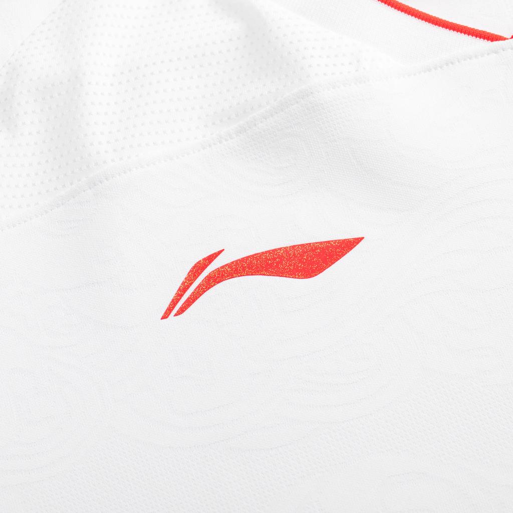 Li Ning Badminton Series V-Neck Printed Solid Color Simple Fashion Badminton Clothing Women tops AAYW038-1