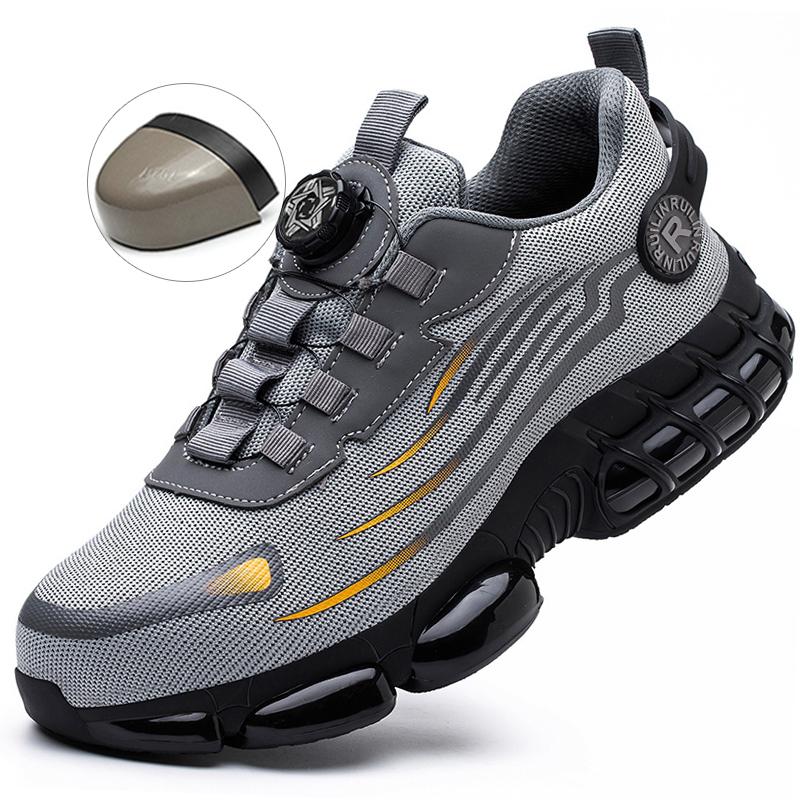 Indestructible Steel Toe Shoes for Men Women Construction Industrial Work Safety Sneakers Rotated Button Easy Wear