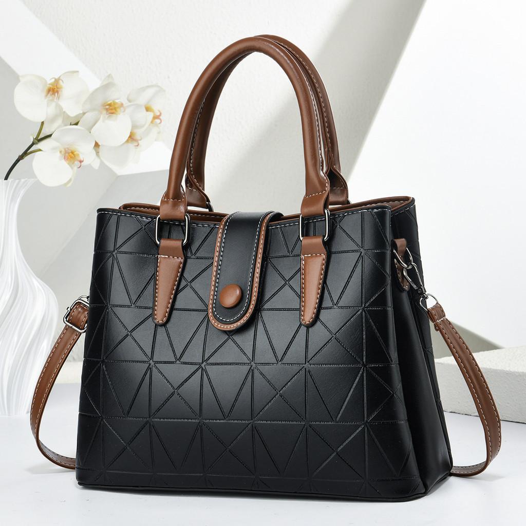 Retro Diamond Pattern Pu Shoulder Bag With Zipper Closure For Office Use
