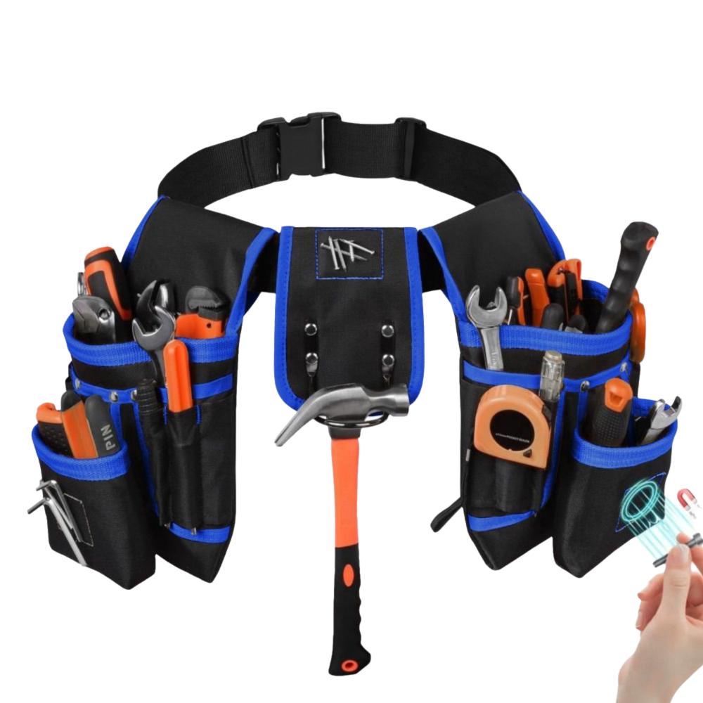 26 Pockets Magnetic Tool Belt Heavy Duty Oxford Fabric Magnet Holster Detachable Industrial Grade Tool Pouch Construction