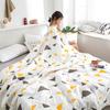 Geometric Triangle Pattern Summer Quilt-Lightweight Breathable Cotton Bedspread for Summer Yellow & Gray Design